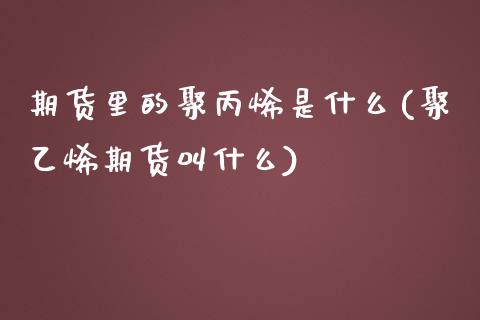 期货里的聚丙烯是什么(聚乙烯期货叫什么)_https://www.zztgc.com_期货开户_第1张
