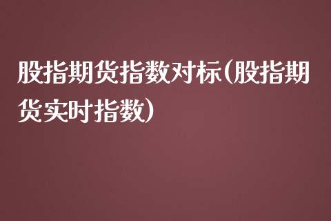 股指期货指数对标(股指期货实时指数)_https://www.zztgc.com_黄金期货_第1张