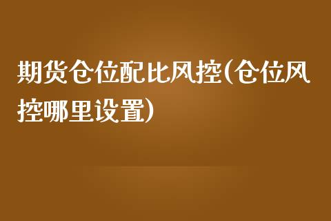 期货仓位配比风控(仓位风控哪里设置)_https://www.zztgc.com_黄金期货_第1张