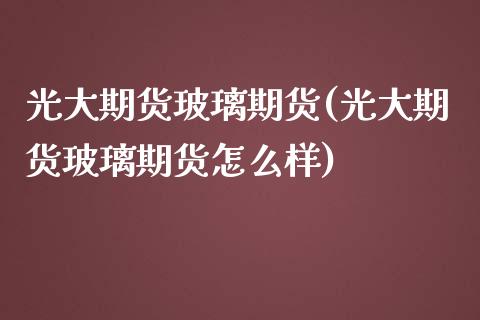 光大期货玻璃期货(光大期货玻璃期货怎么样)_https://www.zztgc.com_期货直播_第1张