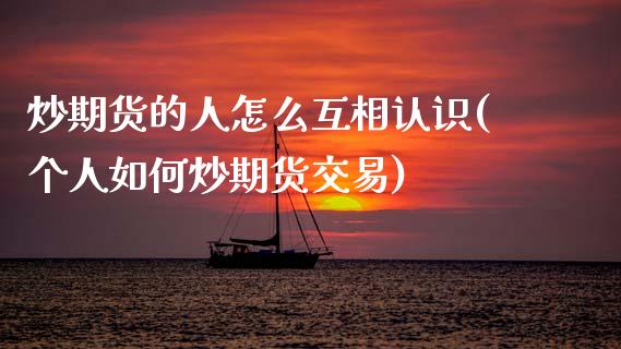 炒期货的人怎么互相认识(个人如何炒期货交易)_https://www.zztgc.com_黄金期货_第1张