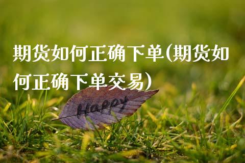 期货如何正确下单(期货如何正确下单交易)_https://www.zztgc.com_黄金期货_第1张