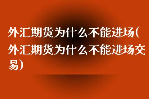 外汇期货为什么不能进场(外汇期货为什么不能进场交易)_https://www.zztgc.com_期货直播_第1张