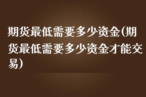 期货最低需要多少资金(期货最低需要多少资金才能交易)_https://www.zztgc.com_期货直播_第1张