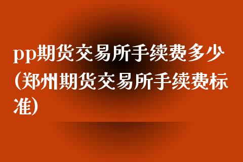 pp期货交易所手续费多少(郑州期货交易所手续费标准)_https://www.zztgc.com_期货直播_第1张