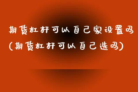 期货杠杆可以自己家设置吗(期货杠杆可以自己选吗)_https://www.zztgc.com_期货入门_第1张