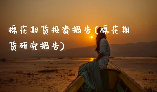 棉花期货投资报告(棉花期货研究报告)_https://www.zztgc.com_期货入门_第1张