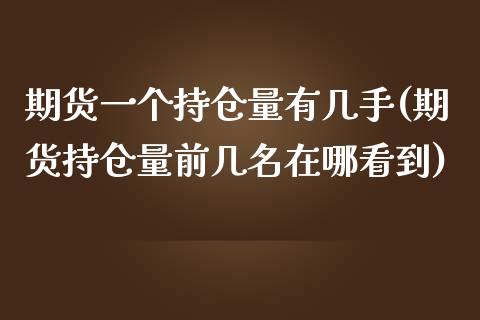 期货一个持仓量有几手(期货持仓量前几名在哪看到)_https://www.zztgc.com_原油期货_第1张