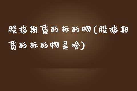 股指期货的标的物(股指期货的标的物是啥)_https://www.zztgc.com_原油期货_第1张