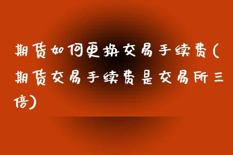 期货如何更换交易手续费(期货交易手续费是交易所三倍)_https://www.zztgc.com_期货行情_第1张