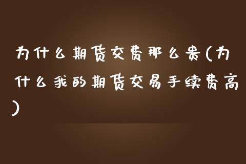 为什么期货交费那么贵(为什么我的期货交易手续费高)_https://www.zztgc.com_期货直播_第1张