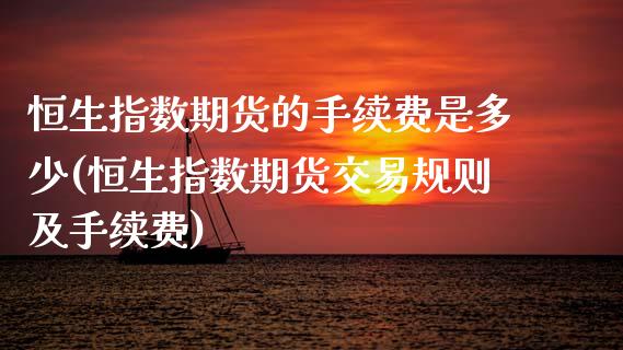 恒生指数期货的手续费是多少(恒生指数期货交易规则及手续费)_https://www.zztgc.com_期货入门_第1张