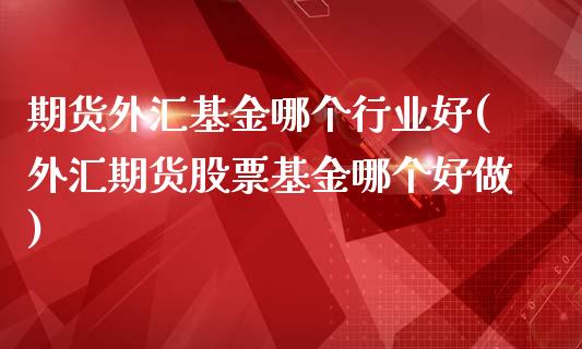 期货外汇基金哪个行业好(外汇期货股票基金哪个好做)_https://www.zztgc.com_期货入门_第1张