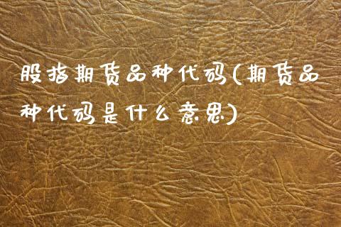 股指期货品种代码(期货品种代码是什么意思)_https://www.zztgc.com_期货行情_第1张