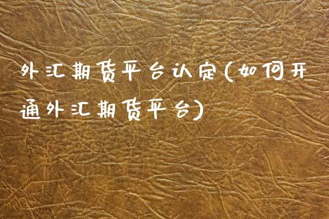 外汇期货平台认定(如何开通外汇期货平台)_https://www.zztgc.com_期货入门_第1张