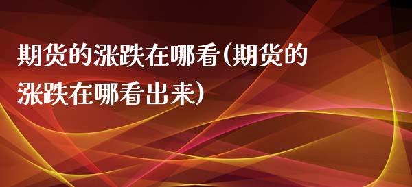 期货的涨跌在哪看(期货的涨跌在哪看出来)_https://www.zztgc.com_期货行情_第1张