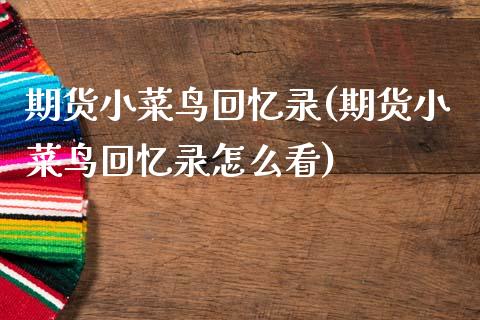 期货小菜鸟回忆录(期货小菜鸟回忆录怎么看)_https://www.zztgc.com_黄金期货_第1张