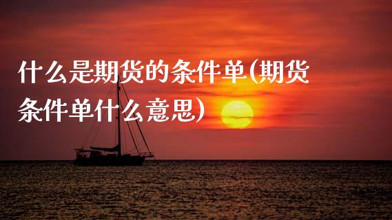 什么是期货的条件单(期货条件单什么意思)_https://www.zztgc.com_黄金期货_第1张