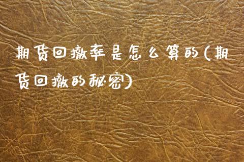 期货回撤率是怎么算的(期货回撤的秘密)_https://www.zztgc.com_期货开户_第1张