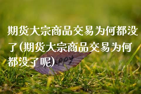 期货大宗商品交易为何都没了(期货大宗商品交易为何都没了呢)_https://www.zztgc.com_期货行情_第1张