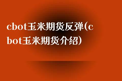 cbot玉米期货反弹(cbot玉米期货介绍)_https://www.zztgc.com_期货行情_第1张