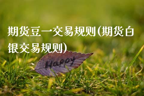 期货豆一交易规则(期货白银交易规则)_https://www.zztgc.com_期货行情_第1张