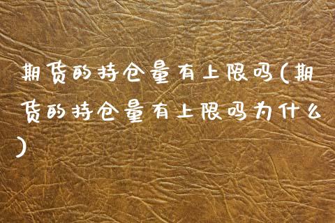 期货的持仓量有上限吗(期货的持仓量有上限吗为什么)_https://www.zztgc.com_期货入门_第1张