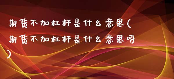 期货不加杠杆是什么意思(期货不加杠杆是什么意思呀)_https://www.zztgc.com_黄金期货_第1张