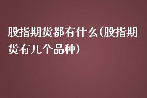 股指期货都有什么(股指期货有几个品种)_https://www.zztgc.com_黄金期货_第1张