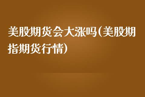 美股期货会大涨吗(美股期指期货行情)_https://www.zztgc.com_期货行情_第1张