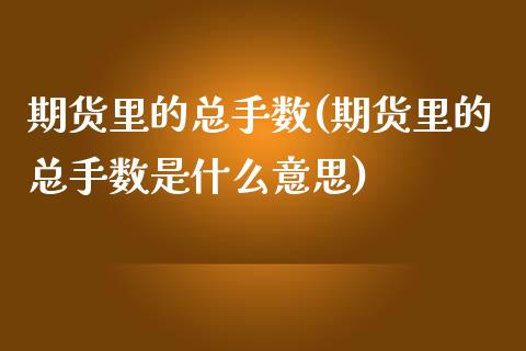 期货里的总手数(期货里的总手数是什么意思)_期货入门_第1张_珍投期货网 期货里的总手数(期货里的总手数是什么意思)_https://www.zztgc.com_期货入门_第1张