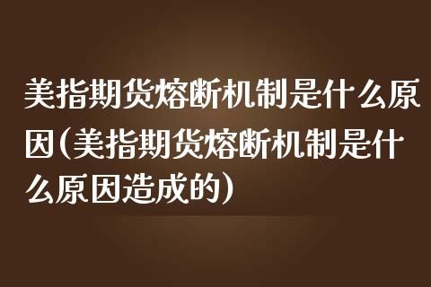 美指期货熔断机制是什么原因(美指期货熔断机制是什么原因造成的)_https://www.zztgc.com_原油期货_第1张