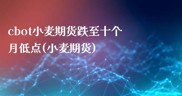 cbot小麦期货跌至十个月低点(小麦期货)_https://www.zztgc.com_黄金期货_第1张