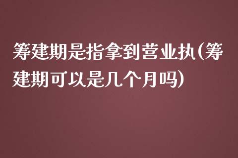 筹建期是指拿到营业执(筹建期可以是几个月吗)_https://www.zztgc.com_期货入门_第1张