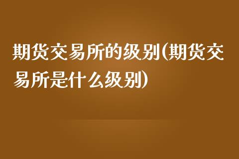 期货交易所的级别(期货交易所是什么级别)_https://www.zztgc.com_黄金期货_第1张