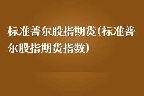 标准普尔股指期货(标准普尔股指期货指数)_https://www.zztgc.com_原油期货_第1张