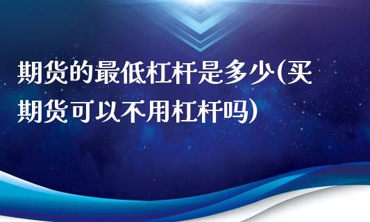 期货的最低杠杆是多少(买期货可以不用杠杆吗)_https://www.zztgc.com_期货直播_第1张