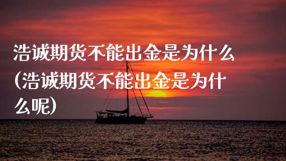 浩诚期货不能出金是为什么(浩诚期货不能出金是为什么呢)_https://www.zztgc.com_期货直播_第1张