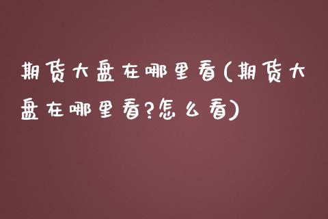 期货大盘在哪里看(期货大盘在哪里看?怎么看)_https://www.zztgc.com_期货开户_第1张