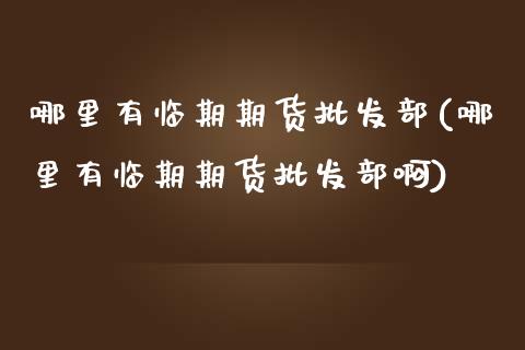 哪里有临期期货批发部(哪里有临期期货批发部啊)_https://www.zztgc.com_黄金期货_第1张