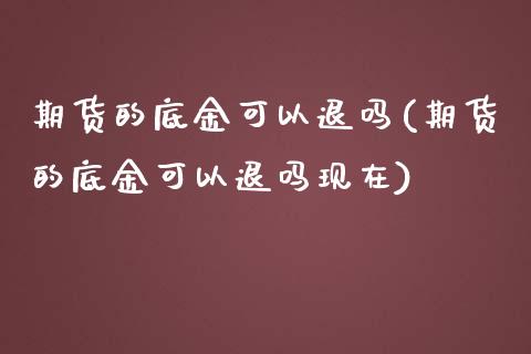 期货的底金可以退吗(期货的底金可以退吗现在)_https://www.zztgc.com_期货入门_第1张