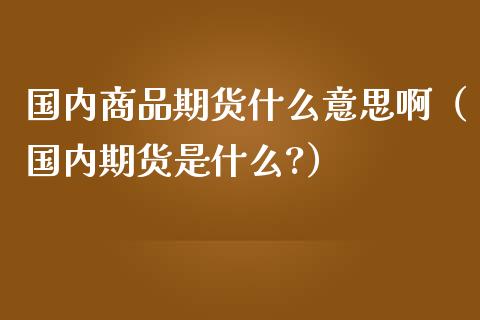国内商品期货什么意思啊（国内期货是什么?）_https://www.zztgc.com_期货开户_第1张