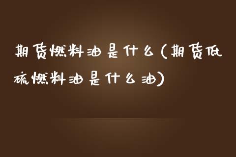 期货燃料油是什么(期货低硫燃料油是什么油)_https://www.zztgc.com_期货直播_第1张