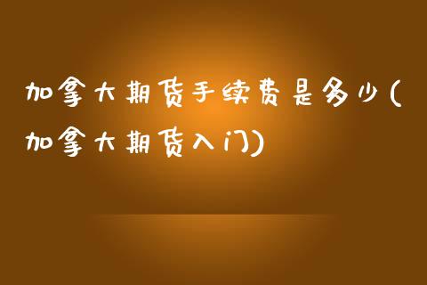 加拿大期货手续费是多少(加拿大期货入门)_https://www.zztgc.com_期货行情_第1张