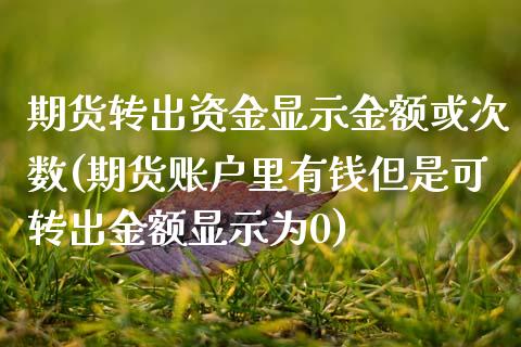期货转出资金显示金额或次数(期货账户里有钱但是可转出金额显示为0)_https://www.zztgc.com_期货直播_第1张