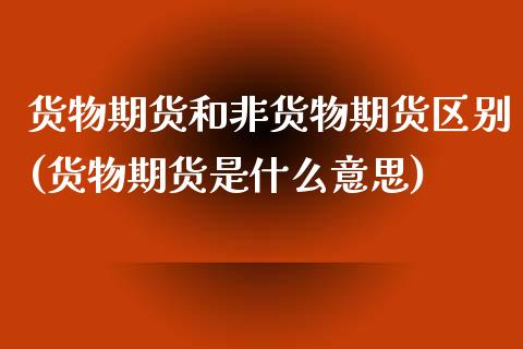 货物期货和非货物期货区别(货物期货是什么意思)_https://www.zztgc.com_黄金期货_第1张