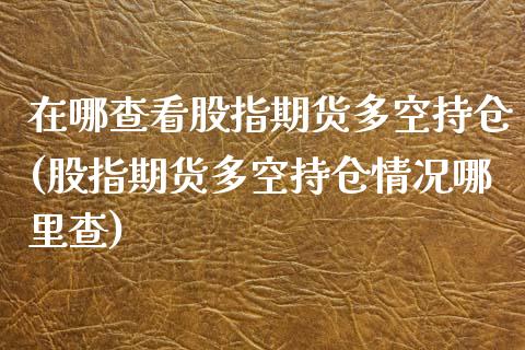 在哪查看股指期货多空持仓(股指期货多空持仓情况哪里查)_https://www.zztgc.com_黄金期货_第1张