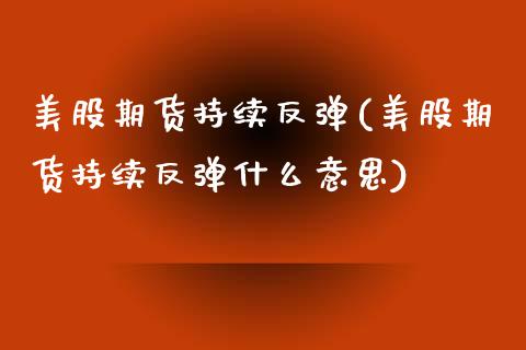 美股期货持续反弹(美股期货持续反弹什么意思)_https://www.zztgc.com_期货行情_第1张
