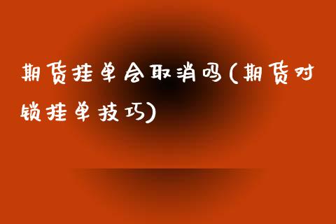 期货挂单会取消吗(期货对锁挂单技巧)_https://www.zztgc.com_期货直播_第1张
