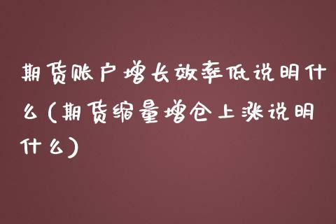 期货账户增长效率低说明什么(期货缩量增仓上涨说明什么)_https://www.zztgc.com_期货直播_第1张